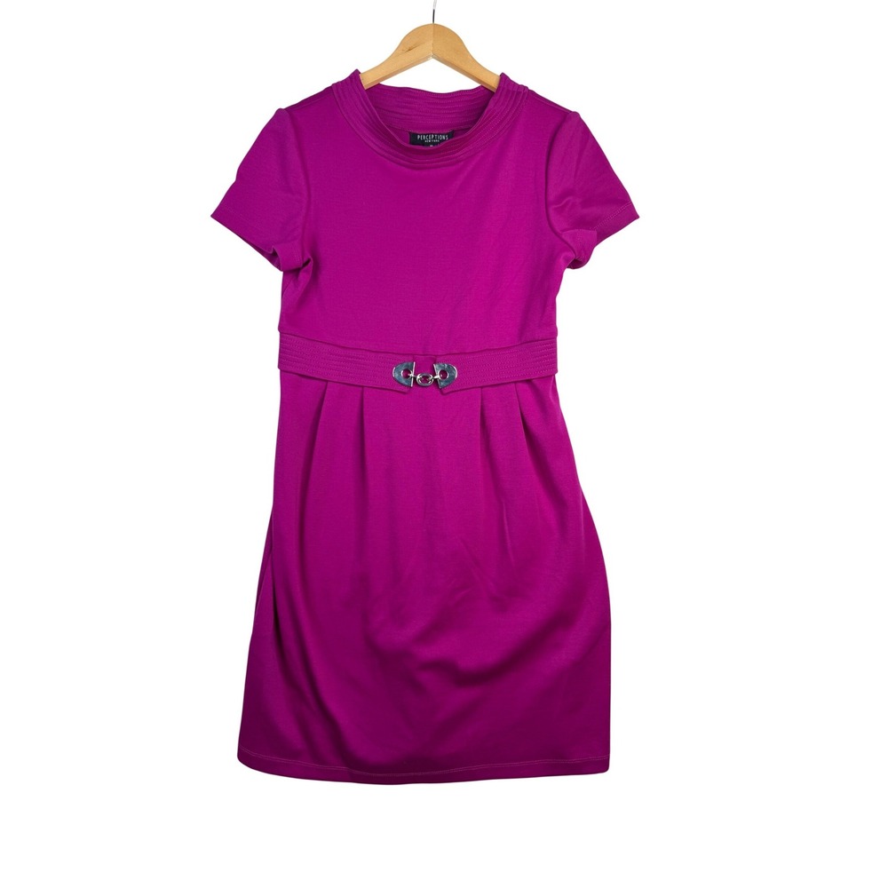 Perceptions Short Sleeve Decorative Waist Dress‎ size 10 Magenta Pink
